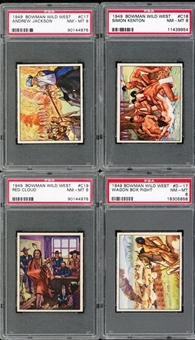 1949 Bowman "Wild West" PSA NM-MT 8 "High Numbers" Collection (4 Different)